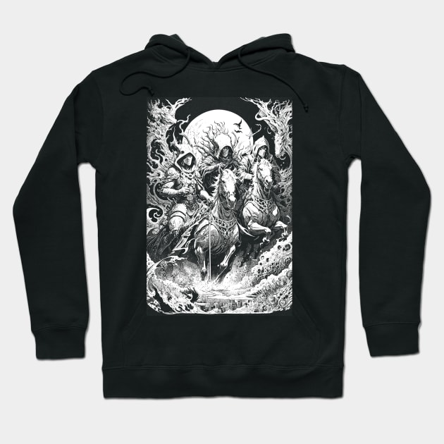 Four Horsemen of the Apocalypse Hoodie by lyndsey craven